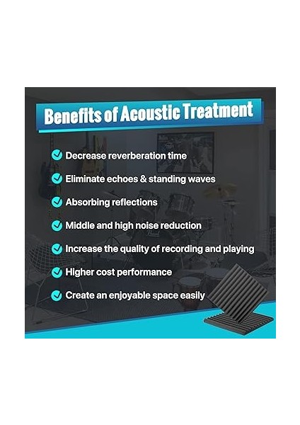 Akustik Köpük, Çıkartmalı, 12 Adet Ses Yalıtım Matı, Oyun Dekorasyonu, Podcast, Kayıt Stüdyosu, Ofis, Akustik Köpük Matlar Için indirimleri