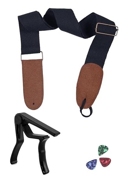 HG21C Siyah Renk Gitar Omuz Askısı Metal Siyah Capo Pena Paketi modelleri