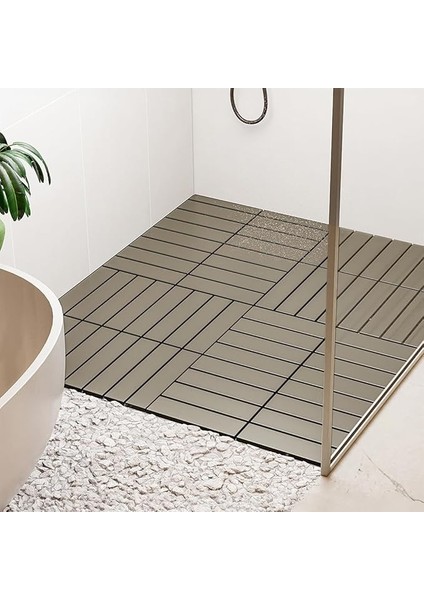 1177 Bahçe Balkon Teras Zemin Döşemesi Banyo Paspası Sert Plastik 12LI Dış Mekan Karosu Latte