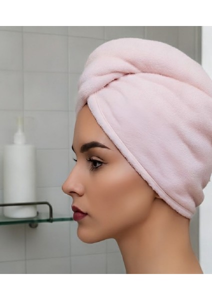 Saç Havlusu Saç Bonesi Türban %100 Pamuk Banyo ,havuz ve Deniz Sonrası Kurulama Pembe