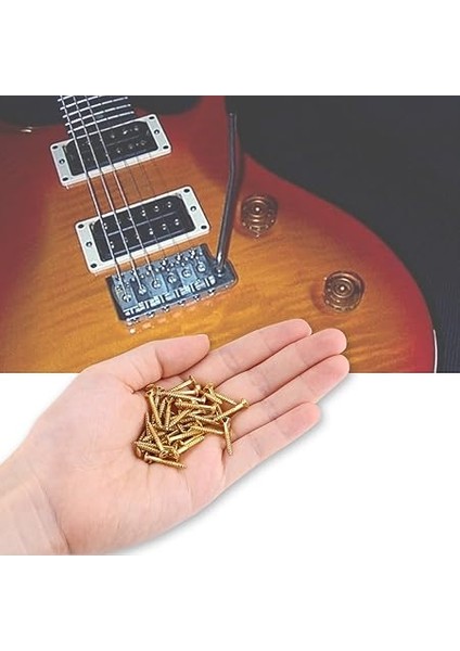 40 Adet Gitar Toplama Vidası, Gitar Humbucker Pikap Vidaları Seti Seti Halka Montaj Vidaları (Altın) modelleri