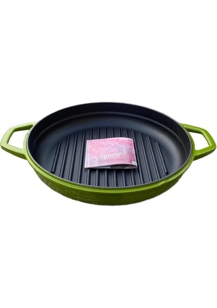 Demir Grill Tava, 28 Cm, Çift Kulplu, Yeşil