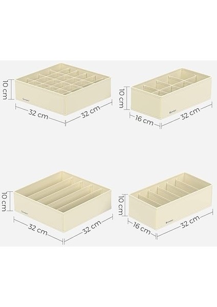 Iç Çamaşırı Düzenleyici 8'li Set, Çekmece Düzenleyici, Katlanabilir, Elbise Dolabı, Saklama Kutusu, Kumaş Kutular, Saklama, Sütyen, Çorap, Kravat Için, Bej RUS008M01 indirimleri