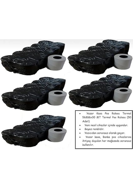 Kasa Pos Rulosu Termal 56MMX30MT Termal Pos Rulosu 50 Adet fiyatları