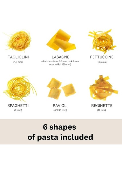 Multipast Set Makarna Makinesi, 20 x 20.7 x 15.5 Cm, 6 Çeşit Makarna, Çelik modelleri