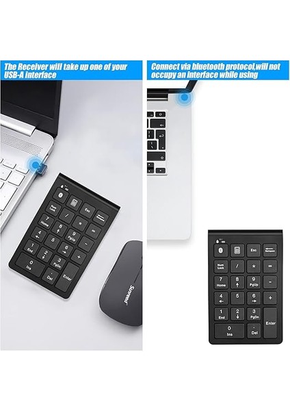 Sayısal Tuş Takımı, Bluetooth Numpad 2.4g Sayısal Tuş Takımı, Kablosuz, 22 Tuşlu – 10 Çok Fonksiyonlu Tuş, Dizüstü Bilgisayar, Masaüstü Bilgisayar, Dizüstü Bilgisayar, Bilgisayar Için (Usb indirimleri