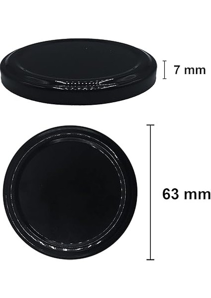 210 ml Siyah Metal Kapaklı Şeffaf Cam Kavanoz 9 Adet modelleri