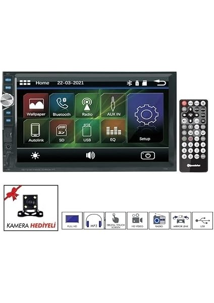RD7200 7" Bluetooth'lu Double Din Teyp fiyatları