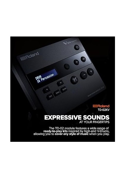 Roland TD-02KV V-Davul, Yüksek Kaliteli Beş Parçalı Elektronik Davul Kiti, File Başlık Pedli, Etkileyici Oynanabilirlik, Gürültü Azaltıcı Özellikler indirimleri
