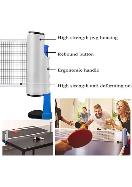 Masa Tenisi Ağı, Taşınabilir Geri Çekilebilir Ping Pong Ağı, Uzatılabilir Masa Tenisi Ağı, Ayarlanabilir Uzunluk 190 cm (Maks) x 15 cm modelleri