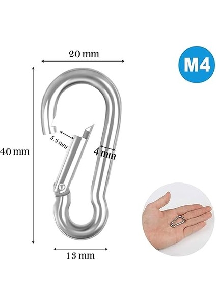 Karabina 4 mm Yaylı Kanca Paslanmaz Çelik Kilit Tırmanma Dağcılık Kamp Ekipmanları Salıncak Hamak Anahtar Askı Kilidi fiyatları