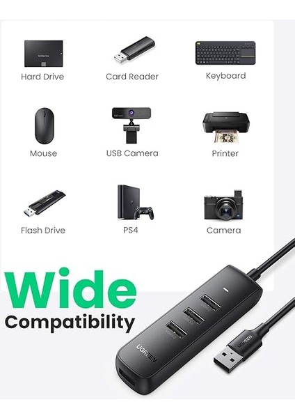 USB Hub USB Splitter 3.0 Ultra Ince 4 Bağlantı Noktalı USB Adaptörü. fırsatları