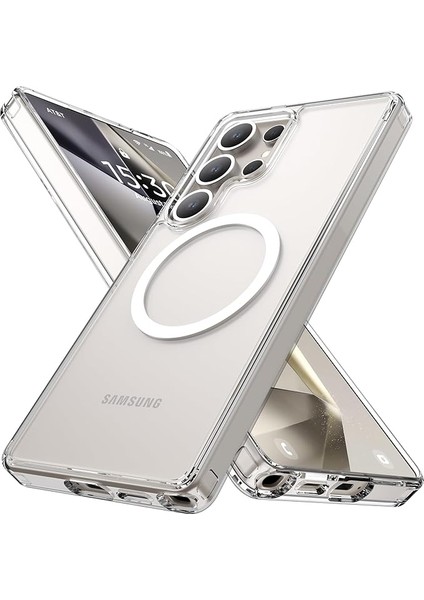 Samsung Galaxy S25 Ultra Için Elmas Şeffaf Tasarımlı Kılıf - Magsafe ile Uyumlu, Darbeye Dayanıklı Askeri Sınıf Koruma, Asla Sararma Ince Kılıf, 10 Ft Düşme Testi, Şeffaf