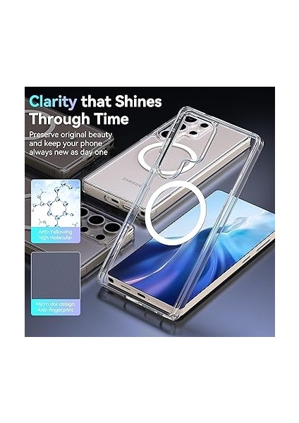 Samsung Galaxy S25 Ultra Için Elmas Şeffaf Tasarımlı Kılıf - Magsafe ile Uyumlu, Darbeye Dayanıklı Askeri Sınıf Koruma, Asla Sararma Ince Kılıf, 10 Ft Düşme Testi, Şeffaf fırsatları
