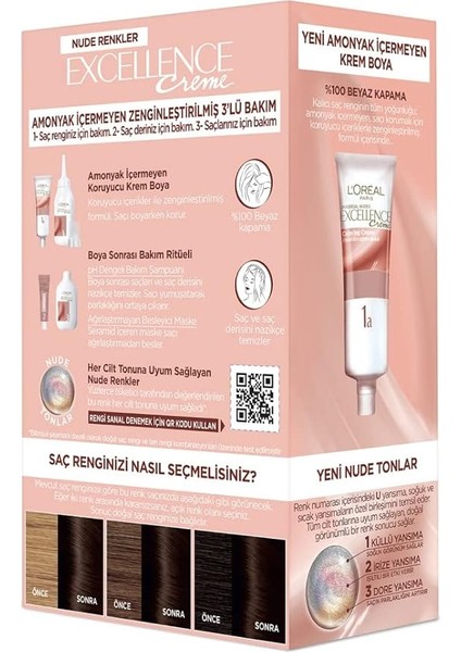Parıs Excellence Creme Nude Renkler Saç Boyası - 3u Nude Koyu Kahve modelleri