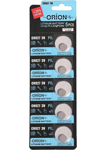 CR927 3V Lityum Pil 5'li Paket