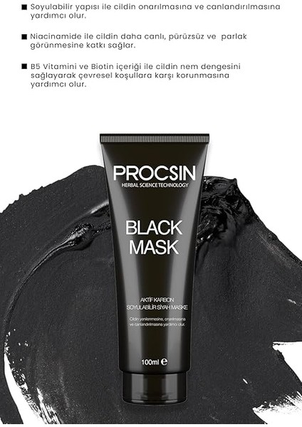 Black Mask Siyah Maske, Gözenek Arındırıcı &amp; Siyah Nokta Karşıtı, Aktif Kömürlü, Pürüzsüz ve Canlı Cilt Görünümü, 100 ml fırsatları