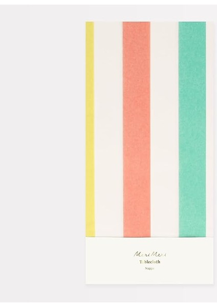 Meri - Multi Stripe Tablecloth - Multi Renkli Çizgili Kağıt Masa Örtüsü