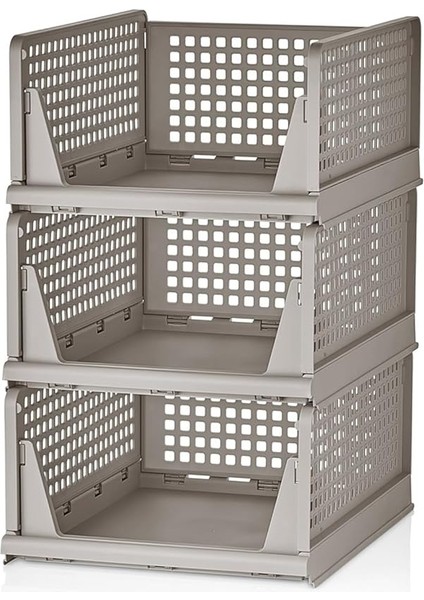 3'lü Raylı Elbise Dolap Içi Organizeri - Mutfak Banyo Düzenleme Depolama Üst Üste Dizilebilir (1, Latte) modelleri