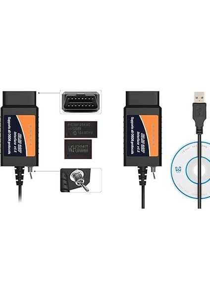 Bağlantılı CH340 Driver Obd2 Elm Modifiye Edilmiş Kısa Devreli Forscan Foccus Elmconfig DDT4ALL Uyumlu fiyatları