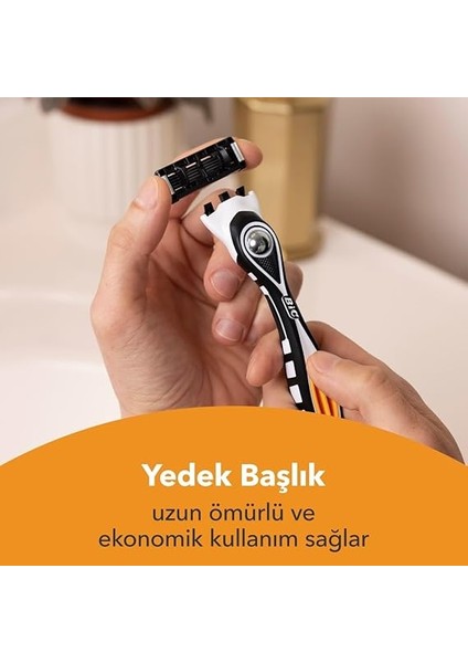 Hybrid 5 Flex 4'lü Yedek Tıraş Bıçağı Kartuşu (5 Bıçak), 5 Nano Teknolojik Titanyum Bıçak, E Vitamini ile Zenginleştirilmiş Geniş Kayganlaştırıcı Bant indirimleri