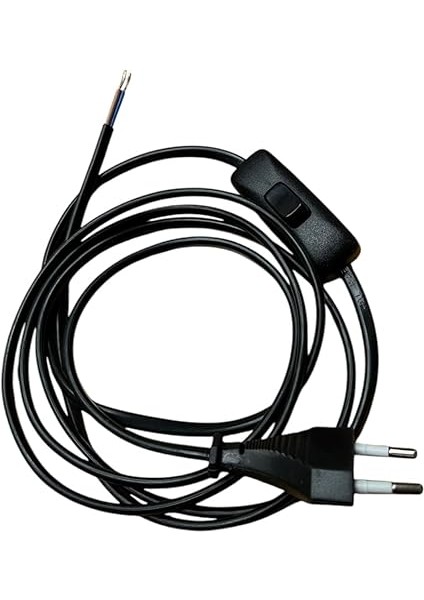&amp; Anahtarlı Arapuarlı Hazır Kablo | 2 Metre Siyah Uzatma Kablosu | 0,50 Mm² Kesit | Aplik, Abajur, Masa Lambası, LED Trafosu ve Tuz Lambası Için fiyatları