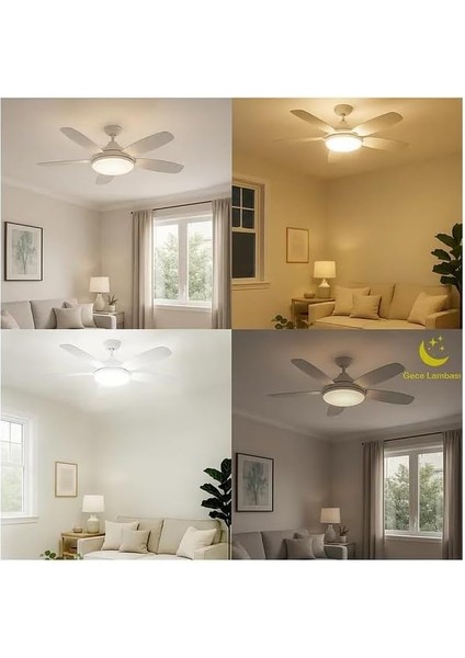 Vantilatörü LED Ampul 81 cm Büyük Boy 3 Kademe Fan 3 Işık Modu Kumandalı E27 Uyumlu
