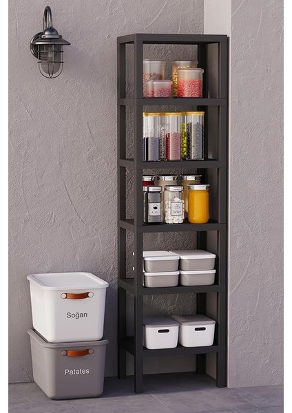 Life 6 Katlı Plastik Siyah Banyo Mutfak Rafı MIT1045 fırsatları