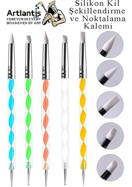 Kil Şekillendirme ve Noktalama Kalemi 5 Li 1 Paket Heykel Seramik Çömlek Şekillendirici Modelleme Silikon Fırça fiyatları