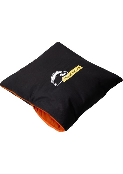 Badger Pratik Battaniye Olabilen Yastık Turuncu Fermuarli Turuncu 2'si Bir Arada (50X50 cm - 145X200 Cm)