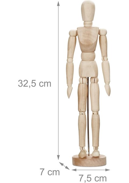 Ahşaptan Oyuncak Bebek, Çizim, El Işi, Hareketli Model Bebek, Sanatçı, Ayaklı, 32,5 cm Yüksekliğinde, Doğal fırsatları