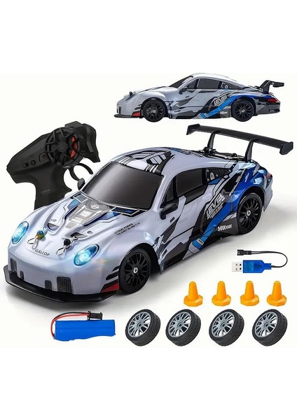 Ghz Uzaktan Kumandalı 4x4 Şarjlı Işıklı Drift Yapan Araba - Uzaktan Kumandalı Rc Drift Aracı (Mavi)