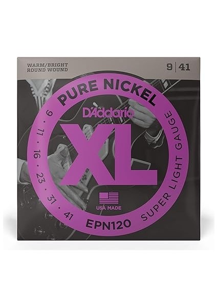 EPN120 Elektro Gitar Tel Seti, Xl, Pure Nickel, 9-41, Sup fiyatları