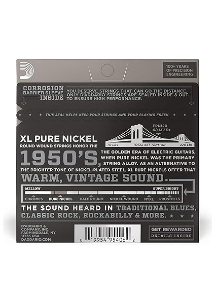 EPN120 Elektro Gitar Tel Seti, Xl, Pure Nickel, 9-41, Sup modelleri
