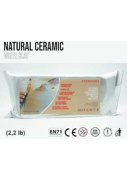 Seramik Kil Hamuru, Beyaz 1000 Gr(1 Kg) Fırınlamaya Gerek Olmayan Güzel Sanatlar Figür Heykel Modelleme Oyun ve Montessori Sınıfları Için Toksik Olmayan Doğal Kil fiyatları