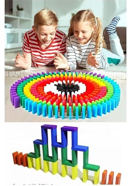 Domino Oyunu Eğitici 200 Parça 1 Paket 200 Lü Ahşap Renkli Domino Taşı Akıl Zeka Mantık ve Strateji Oyunu Okul Öncesi modelleri