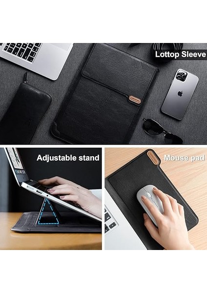 Dizüstü Bilgisayar Kılıfı Laptop Standı, 13-14 Inç Bilgisayar Darbelere Dayanıklı Çanta 13 Inç MacBook Pro ve MacBook Air, Xps 13, Surface Book 13,5 Inç, iPad Pro 12,9 Inç, Siyah Doku modelleri