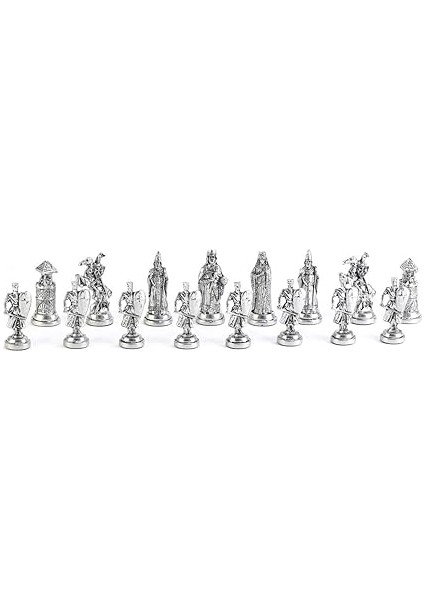 Büyük Boy Metal Osmanlı Bizans Satranç Takımı Antik ve Ceviz Desenli Mdf Ahşap Satranç Tahtası (37X37 Cm.) fırsatları