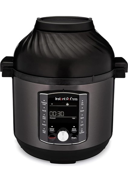 Pot Pro Crisp ve Airfryer, 11'i 1 Arada Elektrikli Çok Amaçlı Pişirici - Sıcak Hava Fritözü, Siyah Paslanmaz Çelik, 1500 W, 7,6 L
