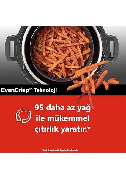 Pot Pro Crisp ve Airfryer, 11'i 1 Arada Elektrikli Çok Amaçlı Pişirici - Sıcak Hava Fritözü, Siyah Paslanmaz Çelik, 1500 W, 7,6 L fırsatları