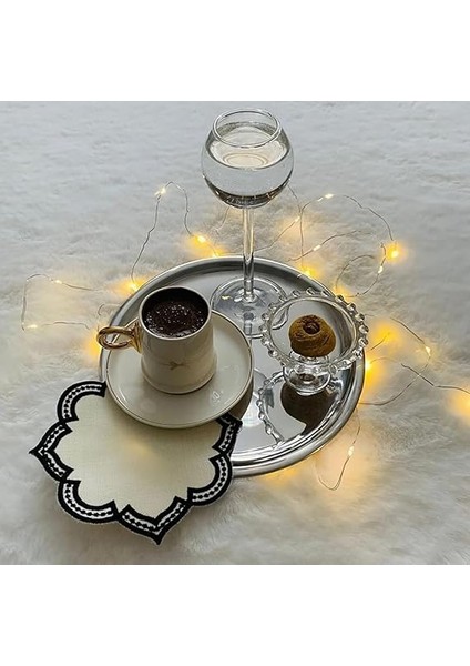 Adet Lüx Gümüş Paslanmaz Çelik Yuvarlak Çay,kahve,pasta Servis Tepsisi Sunum Tepsisi 21.5 cm fiyatları