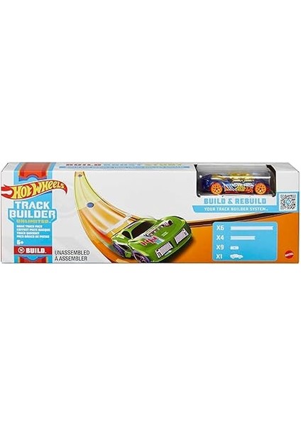 Wheels Track Builder Temel Pist Seti, 10 Adet Pist Parçası, 9 Adet Pist Bağlantı Parçası ve Bir Adet 1:64 Ölçekli Hot Wheels Araba Içeren Eklenebilir Pist Inşasına Başlangıç Seti, 6 Yaş ve Üzeri indirimleri