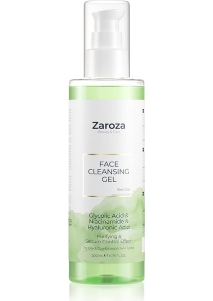 Arındırıcı &amp; Gözenek Sıkılaştırıcı Yüz Temizleme Jeli Glycolic Asit&amp;niacinamide&amp;hyaluronic 200 ml