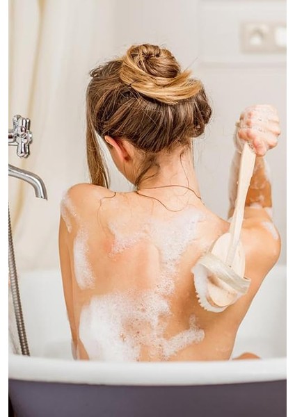 Banyo Peeling Duş Lifi Vücut Fırçası Sırt Kesesi Kuru Fırçalama At Kılı Selülit Giderici Ahşap 1450
