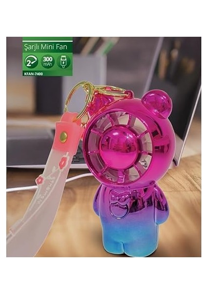 Fan Ki-Wi Taşınabilirayıcık Vantilatör Anahtarlıklı Sessiz Fan (Pembe) fiyatları