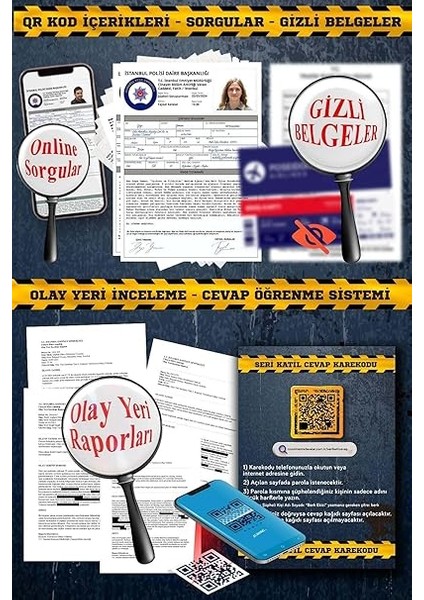 Davalar Dedektiflik Suç Çözümleme Oyunu Seri Katıil Dosyası - Gizem Bulmaca Cinayet Çözme Kutu Oyunları - Katil Bulma Dedektif Oyunu - Suçlu Kim, Cinayeti Çözebilir Misin? (Dava-7) modelleri