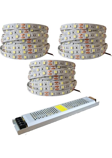 LED 4040 Yeni Nesil 15 Metre Şerit + 12V 16.5 200 Watt Trafo Oturma Odası, Yatak Odası ve Mutfak Için Gizli Aydınlatma (Beyaz)