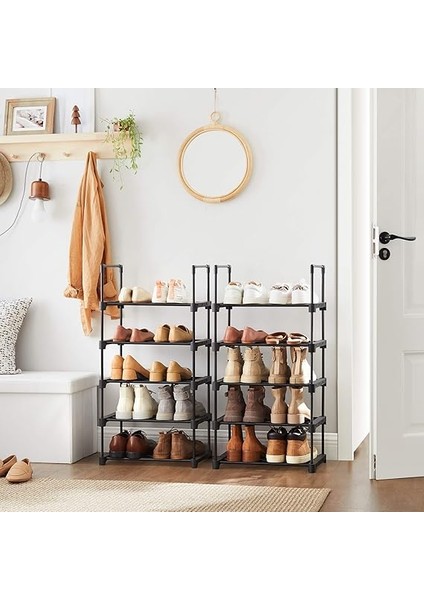 5 Katlı Ayakkabı Rafı, Ayakkabı Saklama Düzenleyici, 2'li Set, Metal Saklama Rafı, Istiflenebilir Ayakkabı Rafı, Koridor, Oturma Odası, Yatak Odası, Vestiyer Için, 30 x 45 x 89 Cm, Siyah fiyatları