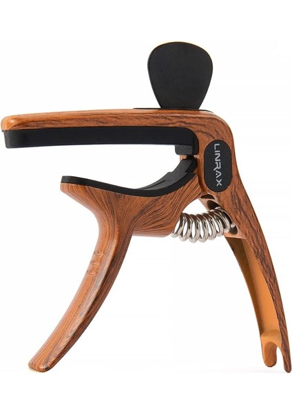 C1 Gitar Kapo - 3'ü 1 Arada Capo, Pena Tutucu ve Köprü Pimi Çekici - Akustik, Elektro, Klasik, Bas, Ukulele, Banjo, Mandolin Için Çinko Alaşım - Ahşap Tahıl Gitar Aksesuarı