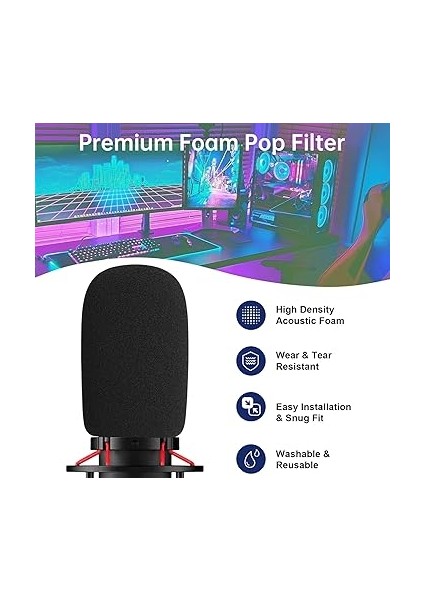 Hyperx Quadcast S Mikrofon Için Mikrofon Ön Camı/pop-Filtresi, Rüzgar Gürültüsünü, Patlayıcıları ve Tıslama Gürültüsünü Filtrelemek Için Kürklü Ölü Kedi Rüzgar-Muff Mikrofon Kapağı (Köpük-Siyah) fiyatları